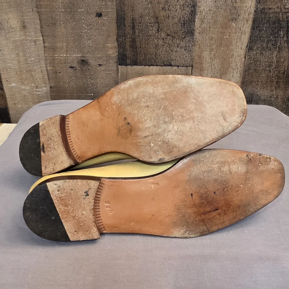Sutor Mantellassi Women's Yellow Leather Tassled Loafers Size 8.5 - Picture 5 of 8